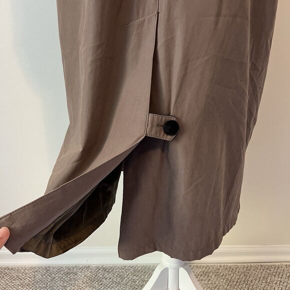 American Bazaar Trench Coat Women’s  Size 6P Lined Long Jacket in Tan / Taupe - Picture 11 of 15